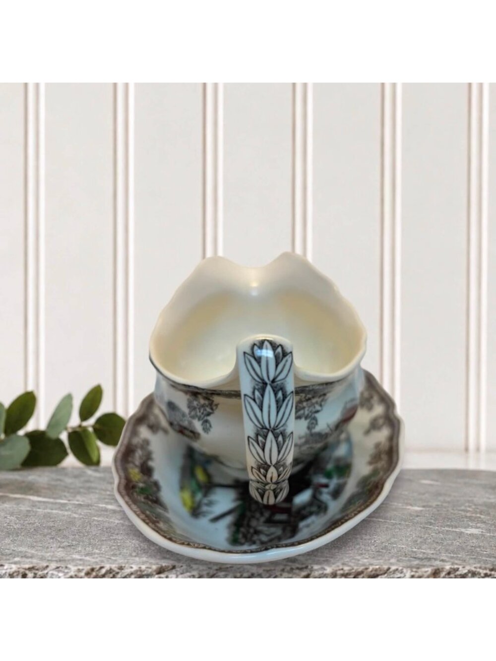 Johnson Bros The Friendly Village Gravy Boat W/ Underplate Made In England Vinta - Picture 6 of 8